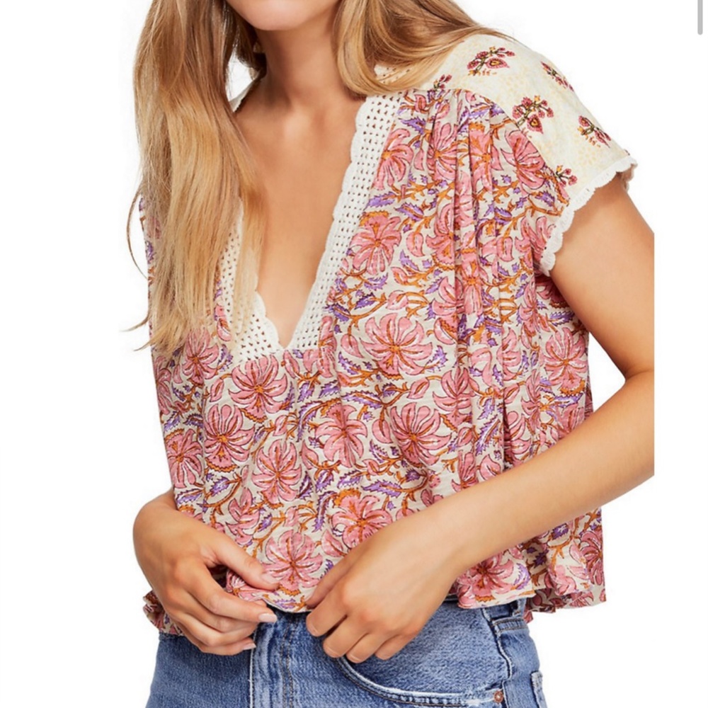 NWT Free People Leilani Floral Printed Top XS - Picture 1 of 7